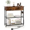 RELAX4LIFE Consolle Ingresso con 2 Cassetti e 2 Ripiani, Consolle Stretta con Stazione di Ricarica, 2 Prese AC e 2 Porte USB, per Soggiorno, Ingresso, Corridoio (MARRONE)