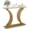 LIFEZEAL Tavolo Consolle Ingresso Oro, Console Dorata, Effetto di Marmo, Alto, Stretto, Salvaspazio, Moderno, Telaio in Metallo, Corridoio, Entrata, Antiribaltamento, Max50kg, 100x29,5x80,5cm, Bianco