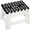 DRW Sgabello pieghevole bianco e nero piccolo un gradino 32 x 25 x 22 cm seduta:29 x 22 cm