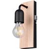 Trio Leuchten Badezimmer Wandleuchte Arturo 284470132, Metall Schwarz matt, Holz naturbelassen, exkl. 1x E27