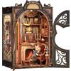 CUTEBEE Book Nook - Kit fai da te in miniatura, casa delle bambole in miniatura, casa delle bambole fai da te, con protezione antipolvere e luce LED, kit di costruzione per adulti (Count Cat's Study)