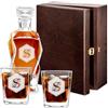 Maverton Set Decanter per Whisky in vetro - da 700 ml - incisione personalizzata - Caraffa con 2/4/ 6 bicchieri - idea regalo per il compleanno - per l' uomo - Esagono floreale