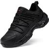 LARNMERN Scarpe Antinfortunistiche Uomo Leggere Cuscino d'Aria Scarpe Cantiere Lavoro Comodo Punta in Acciaio Sneaker Antinfortunistica Protettive Mode Taglia 46EU,Nero Notte