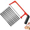 DALAETUS Mini Seghetto Set con 10 Lame Intercambiabili, Mini Sega Manuale Rosso Nero con Angolo Regolabile, Junior Seghetto Professionale per Plastica, Tubi in PVC, Tegole & Taglio del Legno