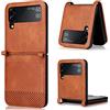 Topme Cover per Samsung Galaxy Z Flip3 5G Custodia Case, Custodia per Telefono in Pelle Elegante Slot per Schede Testurizzato.Marrone