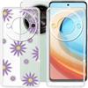 BUNALFaa Custodia per ZTE Blade A75 5G (6.60), 2 Transparent Cover Antiurto Antigraffio Ultra Sottile Silicone Case Protettiva in Morbido per ZTE Blade A75 5G - Transparent+Piccoli fiori viola