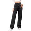 Generic Jeans da donna a vita alta, jeans elasticizzati a gamba dritta a vita alta, jeans classici alla moda in denim, Blu, 3XL