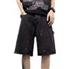 shownicer Pantaloncini Jeans da Uomo Pantaloncini Hipster Baggy Jeans Cargo Vintage Pantaloni Corti Streetwear Hip Hop retrò Pantaloni da Skate C Nero 3XL