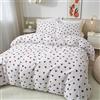 Ruccit Set copripiumino per letto matrimoniale con cuori rossi, 100% cotone, bianco, con motivo a cuore, 3 pezzi, moderno set di biancheria da letto con chiusura a cerniera, lacci agli angoli,