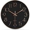 Delgeo Orologio da Parete in Oro Rosa，Decorazione da Parete， Moderno Orologio da Parete Silenzioso per Casa Ufficio Cucina (25cm/10'', Oro Rosa)