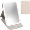 Focenat Specchio Trucco con Luci Portatile Specchio da Tavolo LED Specchio con Luce Make up Cosmetico Schermo Tattile Illuminato Specchio da Viaggio/Scrivania per Trucco Vanity Mirror per Casa (Crema)
