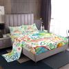 Homewish Set di lenzuola per letto matrimoniale, motivo: dinosauri, animali kawaii, per bambini, ragazzi e ragazze, lenzuolo con angoli elasticizzati per la decorazione della stanza