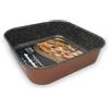 GMD COOKWARE ITALY Teglia per Friggitrice ad Aria Quadrata - Teglia 20x 20 - Adatta alla Lavastoviglie - Teglia per Forno - Alluminio - Effetto Pietra -Teglia 20 cm 20x20