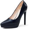 Zhabtuc Scarpe da Donna con Plateau Scarpe Classiche con Tacco a Spillo Piattaforma Tacchi Alti Scarpe da Sposa a Punta, Nero, 38 EU