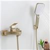 SHANFO Rubinetto per Vasca, Miscelatore Vasca da Bagno con Doccetta, Regolabile Supporto e Tubo Doccia 150cm, Oro Spazzolato, 1Y4OK