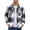 MakingDa Camicia da uomo in flanella, a maniche lunghe, calda, spessa, a quadri, con bottoni, casual, invernale, con tasche, Nero , 3XL