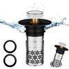 SHFYFHS 1 Pezzi Tappo Lavandino Bagno, Tappo Bidet Universale Pop up, Filtro Tappo Lavandino Bagno, Filtro Tappo Lavandino Bagno con Filtro Anti Clogging, per vasca da bagno, cucina,lavabo(Per Ø 33-40mm)-nero