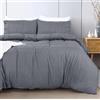 Utopia Bedding Copripiumino 3 pezzi Una Piazza e Mezza - Microfibra di Poliestere Copripiumino 200x200cm + Federe con orlo plissettato 50x75cm - Grigio