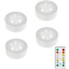 MOUJUCHI Luci Armadio, 4 PCS Luce a Batteria Lampada con con Telecomando Vetrine per Armadietto, Scale, Cucina, Corridoi, Camera (Bianco)