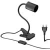 ledscom.de Lampada a morsetto, collo d'oca WAIKA, interruttore, nero opaco, 1x GU10 max. 15W
