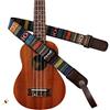 MUSIC FIRST Classico stile country morbido tessuto tinto in filo e vera pelle Ukulele Strap Ukulele Versione 2.0 con un cinturino in vera pelle Locker