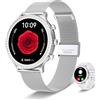 Lefitus 1.32'' Smart Watch Fisiologia Femminile Cardiofrequenzimetro SpO2, Notifiche/20 Allenamenti/Contapassi iOS Android Argento, Regalo Donna