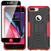 Yiakeng Cover Apple iPhone 7 Plus,Apple iPhone 8 Plus + Pellicola Vetro Temperato, Antiurto Protezione Silicone con Kickstand Rugged Custodia Case per Apple iPhone 7 Plus / 8 Plus (Rosso)