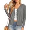 GRECERELLE Cardigan da donna lavorato a maglia a maniche lunghe con scollo a V, con bottoni, leggero, da donna, coprispalle smerlato, cardigan per abito estivo da sera per matrimoni, blu cielo, L