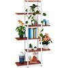 Relaxdays Scaffale Portavasi, 6 Ripiani, Mobile Portafiori in Metallo, 150x78x24 cm, Tavolino per Vasi, Rosso Mogano