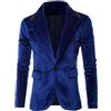Botong Giacca da uomo in velluto blu reale blazer tacca risvolto un bottone giacca slim fit casual cappotto quotidiano, Blu reale, 50