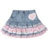 Generic Sweet Lolita Mini gonne di Jeans Gonna da Donna in Pizzo Scozzese con Volant a Cuori gotici Gonna a Strati Punk giapponese-1-XL