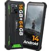 OUKITEL G2 Rugged Smartphone Android 14, 16(4+12) GB+64GB/1TB Telefono Indistruttibile, 6 Schermo, 13MP + 5MP Fotocamera, 6300 mAh IP68 Impermeabile Cellulare Antiurto, Dual 4G SIM/Face ID/OTG/GPS