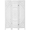 HOMCOM Separé Paravento da Interni Pieghevole a 3 Pannelli in Legno Intagliato, 120x170cm, Bianco