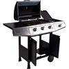 Dmora Barbecue a Gas 3 bruciatori, Colore Nero, cm 117 x 52 x h100