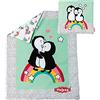 Heless 1000 - Piumone Reversibile per Bambole con Cuscino a Pois Pinguino, per Dolci Sogni delle Bambole