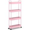 Carrello sottile da 20cm con ruote e ripiani aperti, Carrello utilitario estraibile da cucina a 4 ripiani 3 Colori