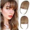 FFWTPY Extension Capelli Veri Clip Frangia Naturale Sintetica Frangetta Finta Bang Hair Clips Frontale Hairpiece Extensions Air Bangs per Donne Ragazze (Marrone chiaro)