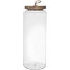 HOME DECO FACTORY, KA0263, Vetro con Coperchio in Acacia, Design Elegante per Cucina e conservazione, Ideale per Erbe e spezie, Altezza, Colore Trasparente e Marrone, BOROSILICATO, Barattolo 27,5 cm