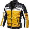 Duohropke Giacca in similpelle da uomo, giacca in pelle sintetica, colori assortiti, da uomo, per le mezze stagioni, da uomo, in vera pelle, giallo., XL