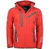 Geographical Norway Royaute Men - Giacca Cappuccio Softshell Impermeabile Uomo - Giacca Vento Tattica Da Esterno - Escursionismo Sci Autunno Inverno Primavera (Rosso/Nero XXL)