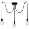 Chao Zan Lampadario a sospensione Edison classico, E27 luci ragno nero 1.5m cavo regolabile, luci da soffitto plafoniere moderne corda da appendere DIY per camera da letto cucina soggiorno ristorante (3 teste)