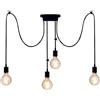 Chao Zan Lampadario a sospensione Edison classico, E27 luci ragno nero 1.5m cavo regolabile, luci da soffitto plafoniere moderne corda da appendere DIY per camera da letto cucina soggiorno ristorante (4 teste)