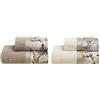 Lisola Set di Asciugamani Floreale, 2 Coppie (2 Viso + 2 Ospiti), 110x60 cm e 60x40 cm, Spugna di Cotone 430 gr/mq, Balza in Raso, Avorio