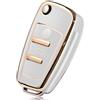 PANPHEN Cover per chiave auto compatibile con Audi A1 A3 A4 A6 Q3 Q5 Q7 S3 R8 TT Custodia protettiva in TPU a 3 pulsanti (bordo oro-bianco)