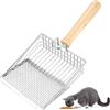 SZSIQI Paletta Lettiera Gatto, Paletta per Lettiera per Gatti in Metallo, Pala per Setaccio, Paletta per Lettiera Gatto con Manico in Legno per Lettiere per Gatti, Spaziatura Fori 7 mm, Lunghezza 27 cm