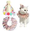 ROHOME Costume da principessa in pizzo per gatto e cane, cappello di compleanno e sciarpa, bandana