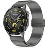 Hinnwer 22mm Cinturino in Metallo per Huawei Watch GT5 Pro/GT5/4/GT4/GT3/GT2 46mm/Huawei Watch 4 Pro 48mm Acciaio Inossidabile Magnetico Cinturini per Huawei Watch 3/Watch 3 Pro Titanium Gray