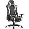 GTPLAYER Sedia da Gaming con Poggiapiedi e Altoparlante Bluetooth Poltrona Ufficio Scrivania Ergonomica Sedie Musicale bianco