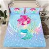 Loussiesd Biancheria da letto con angoli a forma di sirena, per bambini, ragazzi, ragazze, oceano, set di lenzuola per letto singolo