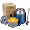 LOGEEYAR Thermos per Alimenti 500ml, Contenitore Termico per Alimenti di Acciaio Inossidabile con Cucchiaio Pieghevole, Isotermico Sottovuoto per Cibi Caldi e Freddi (blu)